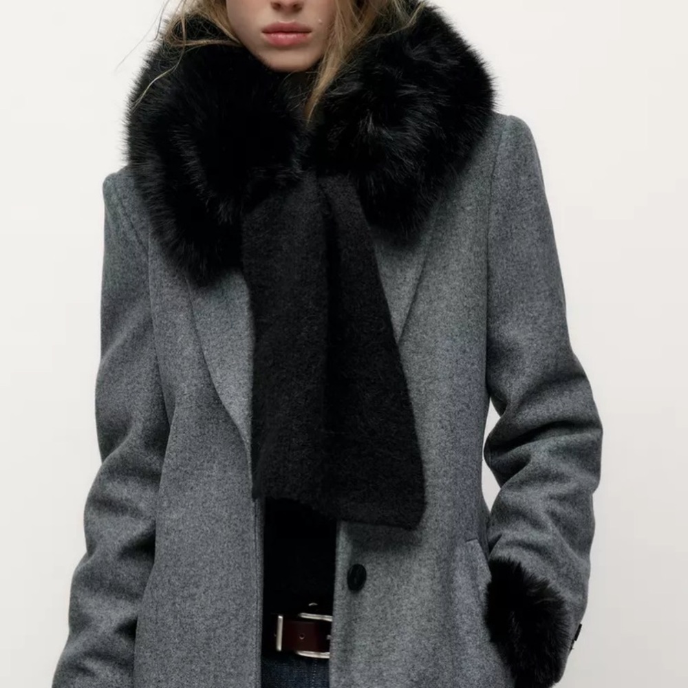 Zara faux fur knit stole scarf